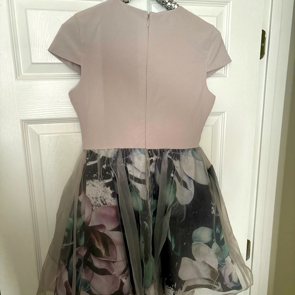 NEW Bebe Magnolia Frost Organza Mini Cap Sleeve Fit And Flare Dress Sz 6 - Picture 4 of 4